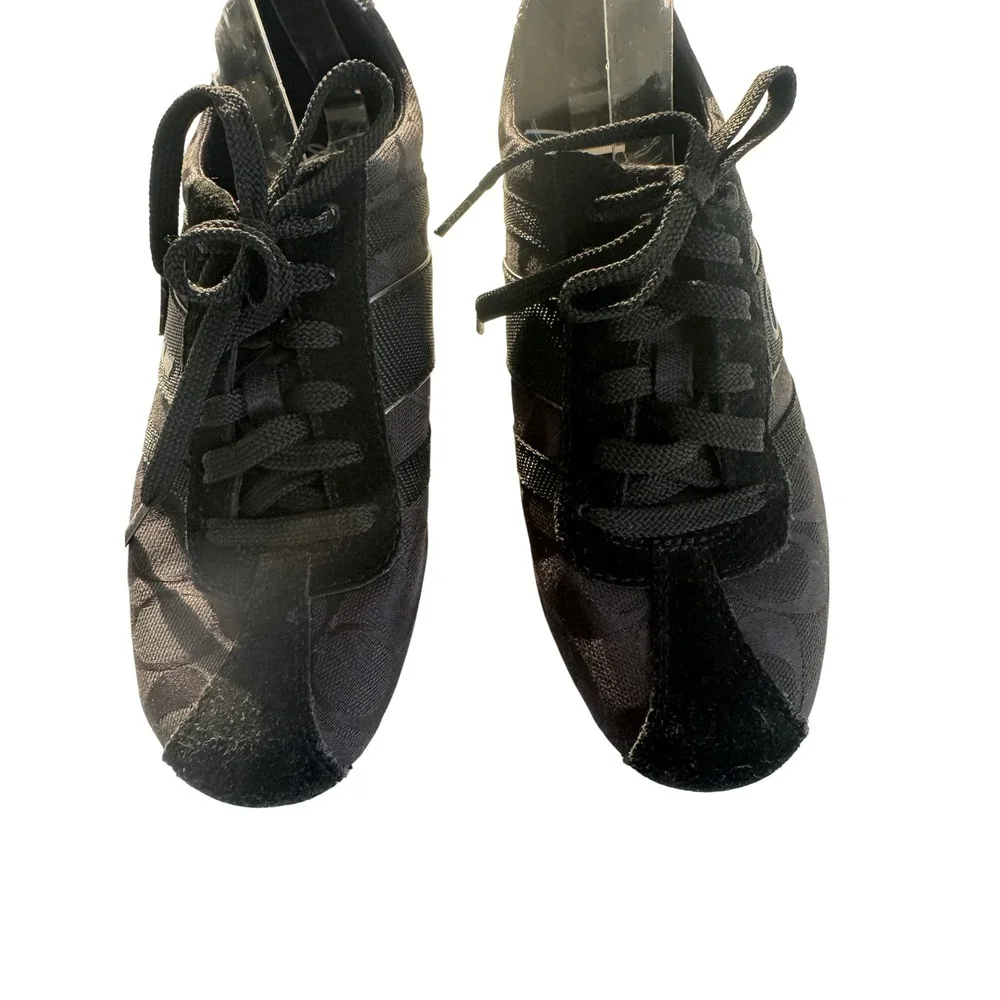 Coach Sneakers Women's 6.5‎ Black Silver Henrietta Signature Jacquard Low Top